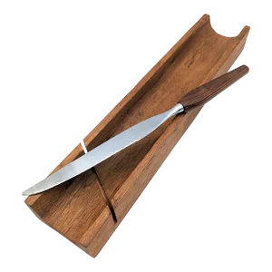 Vintage Teak Wood Baguette Tray With Mid 20th Century Fleetwood Designs Bread Slicing Knife