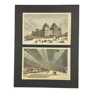 Grand Central Station New York City Pair of Prints (Interior & Exterior Views), 1872 For Sale