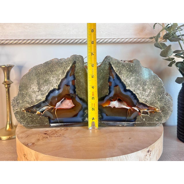 Mid 20th Century Spectacular Red Fox Agate Thunderegg Extra Large Bookends For Sale - Image 6 of 10