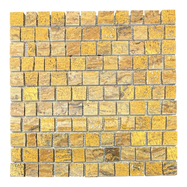 Gold Travertine Polished Broken Tessere Mosaic For Sale