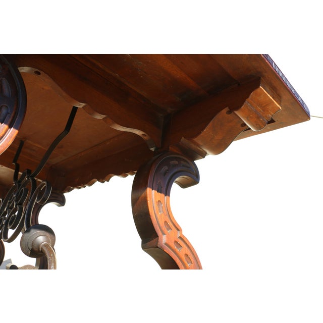 Spanish Baroque Revival Rosewood & Walnut Trestle Dining Table, Circa 1930s For Sale - Image 18 of 18
