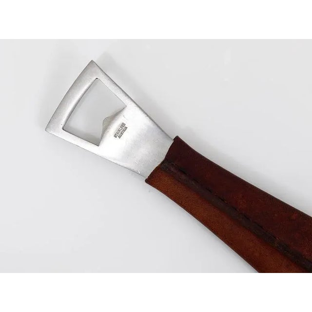 Metal Mid-Century Leather Fish Bottle Opener attributed to Carl Auböck for Amboss, Austria, 1960s For Sale - Image 7 of 10