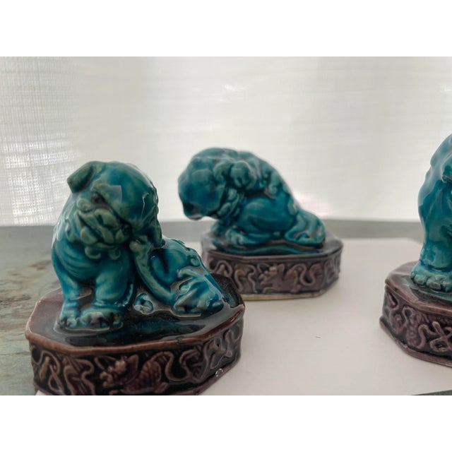 Set of 3 Vintage Ceramic Foo Dogs For Sale - Image 10 of 12