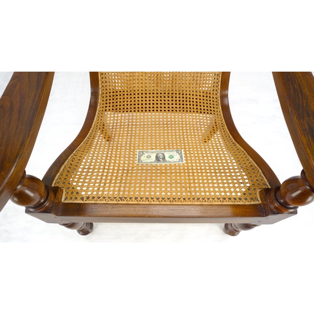 Solid Turned Teak Mid Century Modern Cane Back Lounge Chair MINT For Sale - Image 16 of 18
