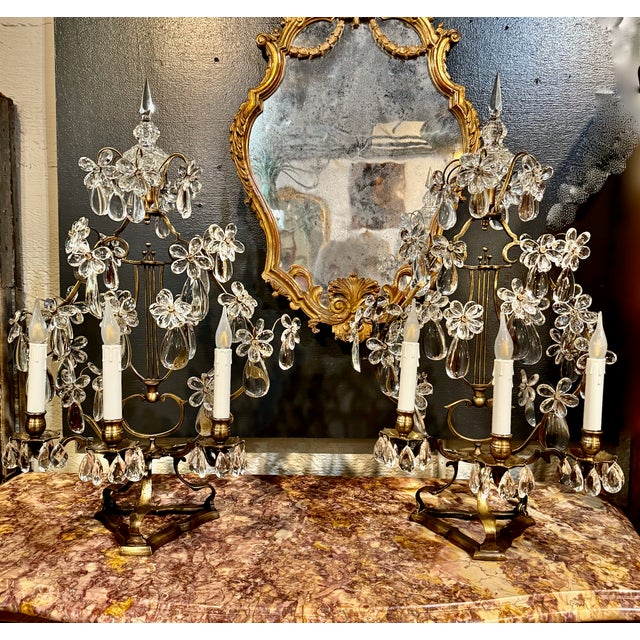 This is an outstanding pair of Large Gilt Bronze Girandoles in the style of Maison Bagues that date to the late 19th/early...