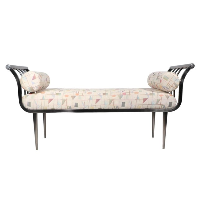 Post Modern Steel and Upholstered Bench by Design Institute America Dia C 1980/1990's For Sale - Image 12 of 12