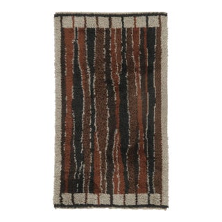 Vintage Swedish Rya Runner in Gray, Brown & Black Abstract Pattern - Rug & Kilim For Sale