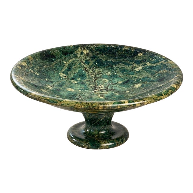 Vintage Green Stone Pedestal Bowl For Sale
