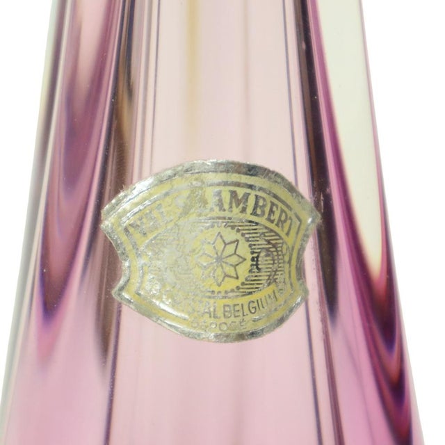 Pink Purple Crystal Table Lamp from Val Saint Lambert, 1960s For Sale - Image 8 of 14