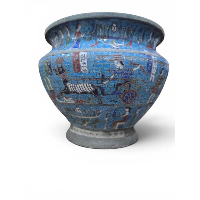 Egyptian Revival Cloisonné Jardinière with Polychrome Decoration, 1900 For Sale - Image 9 of 12