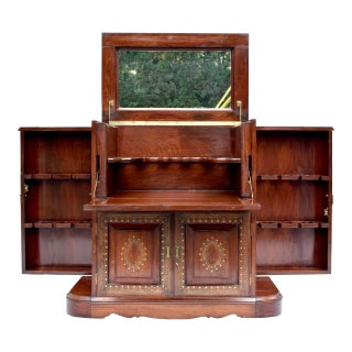Mid 20th Century Anglo Indian Dry Bar Cabinet Rosewood & Brass For Sale