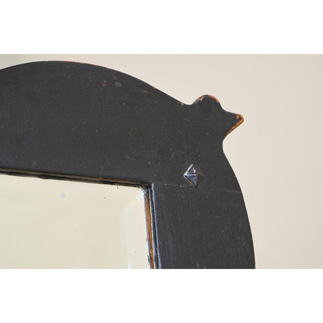 Large Antique Mirror in Ebonized Wood and Facetted and Weathered Mirror Glass, 1890s For Sale - Image 6 of 11