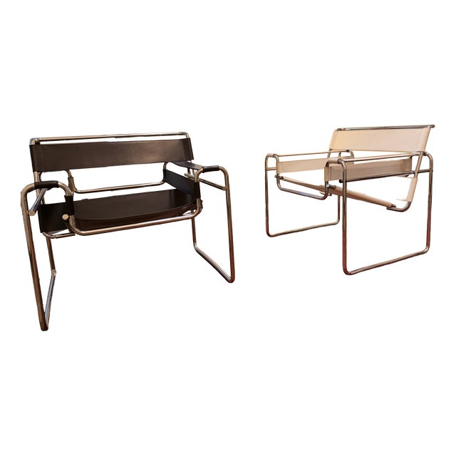 Vintage Bauhaus Wassily Armchairs by Marcel Breuer for Knoll and\.Gavina Int., 1970s, Set of 2 For Sale