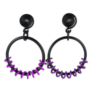 David Spada Bi-Color Coiled Aluminum Clip Earrings For Sale