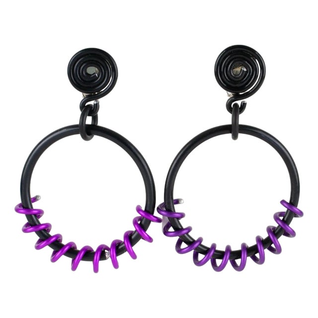 David Spada Bi-Color Coiled Aluminum Clip Earrings For Sale