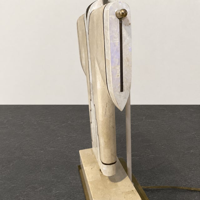 1970s Maitland-Smith Tessellated Stone & Brass Kimono Table Lamp For Sale In Miami - Image 6 of 14