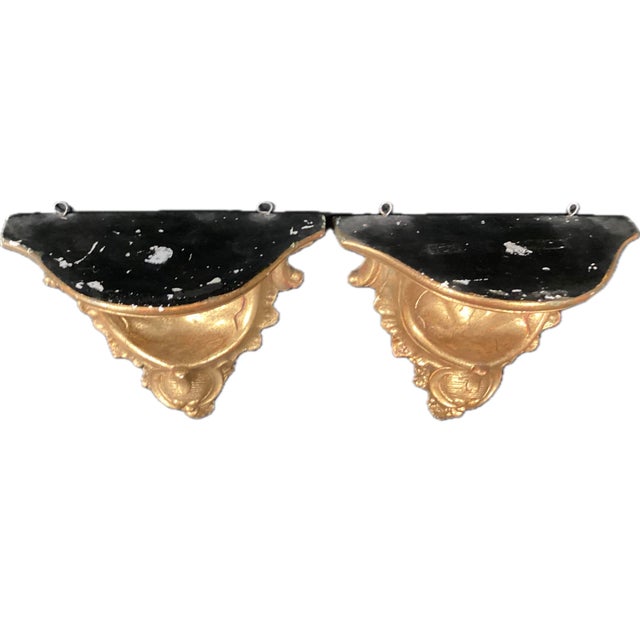 Pair of Italian Gold Gilt Wall Brackets For Sale In Tampa - Image 6 of 8