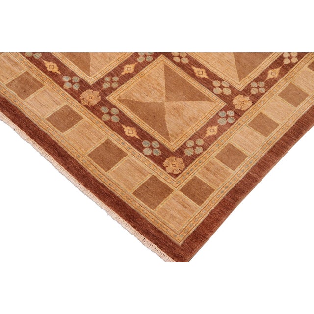 Bohemien Ziegler Brown Tan Hand-Knotted Wool Rug - 7'10'' X 9'10'' For Sale - Image 4 of 8