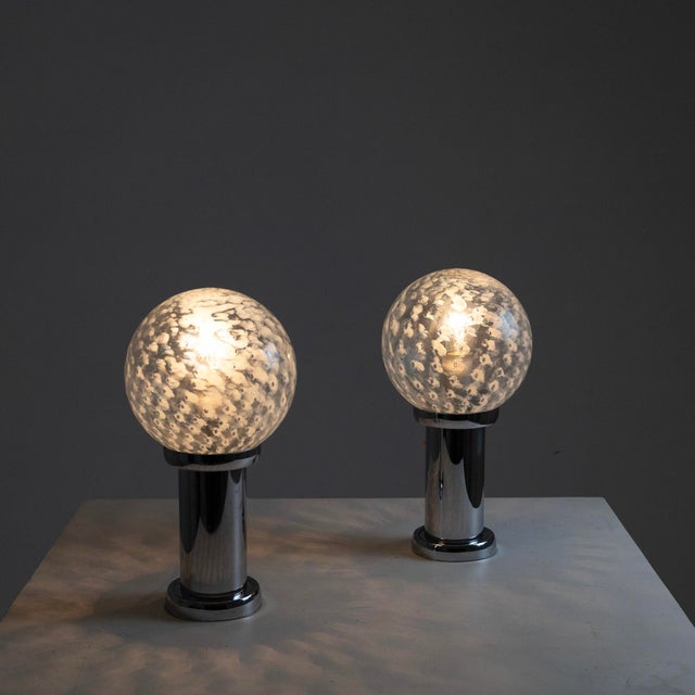 Silver Table Lamps in Chrome and Glass, 1960s, Set of 2 For Sale - Image 8 of 13