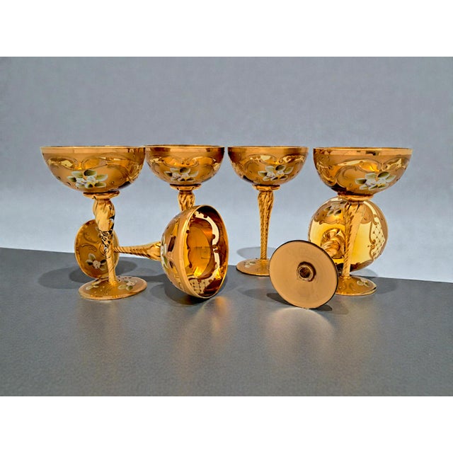 Hollywood Regency Tre Fuochi Murano Glass Champagne Flutes from Manifattura di Murano, 1960s, Set of 6 For Sale - Image 3 of 12