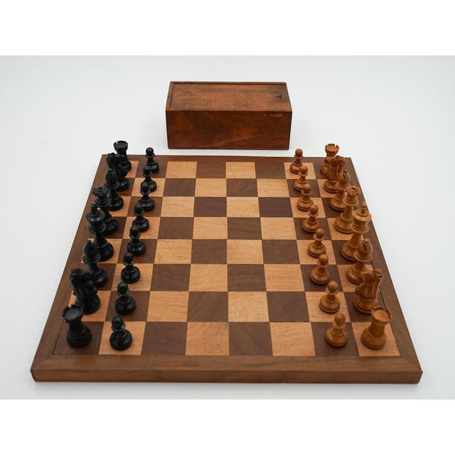 Lovely Antique English Quality Staunton Weighted Chess Set with Box And Board. A highly collectable and beautiful set,...