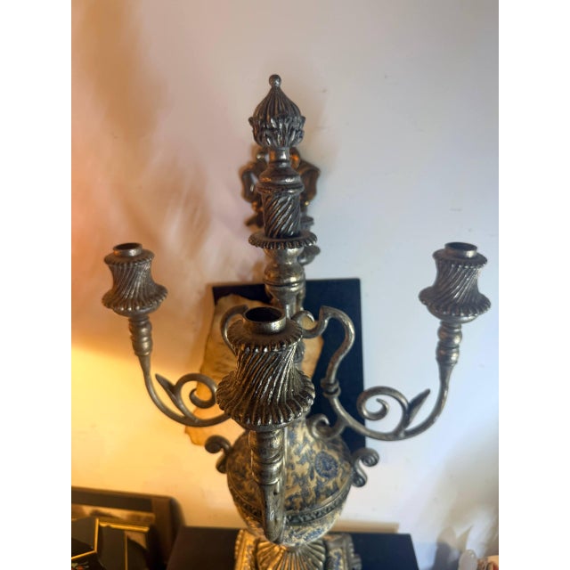 Vintage Baroque Style 4-Arm Candelabra Candle Holder For Sale In Miami - Image 6 of 9