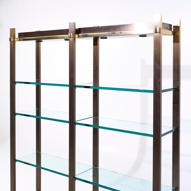 Paul M. Jones Paul M. Jones Mid Century Bronze, Brass and Glass Double Illuminated Étagère Shelf For Sale - Image 4 of 8