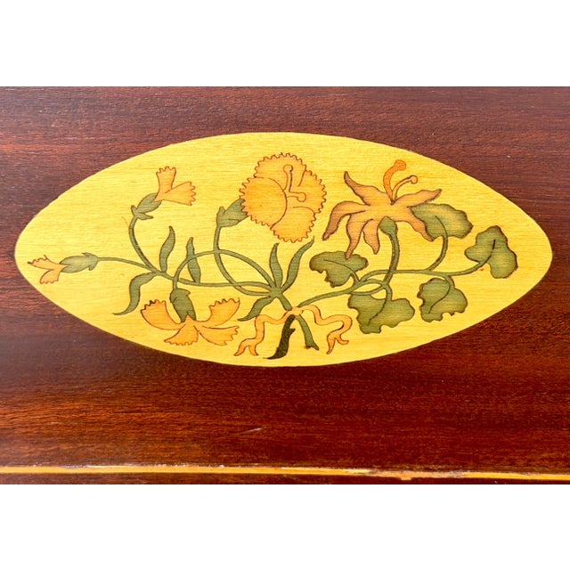 Wood Documented Georgian /Sheraton Marquetry Tea Caddy, with Prince of Wales Feathers For Sale - Image 7 of 18