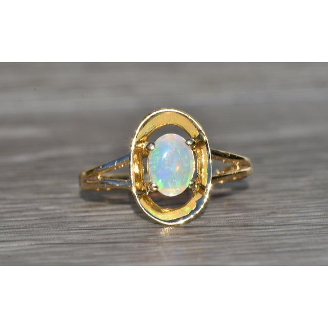 Gold The Calera: Ladies Yellow Gold Australian Opal Ring For Sale - Image 8 of 10