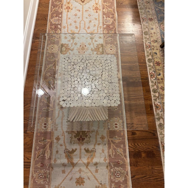 This piece is a unique McGuire Style Sheaf of Wheat side table. It’s square with a square beveled glass top. Its warmth...