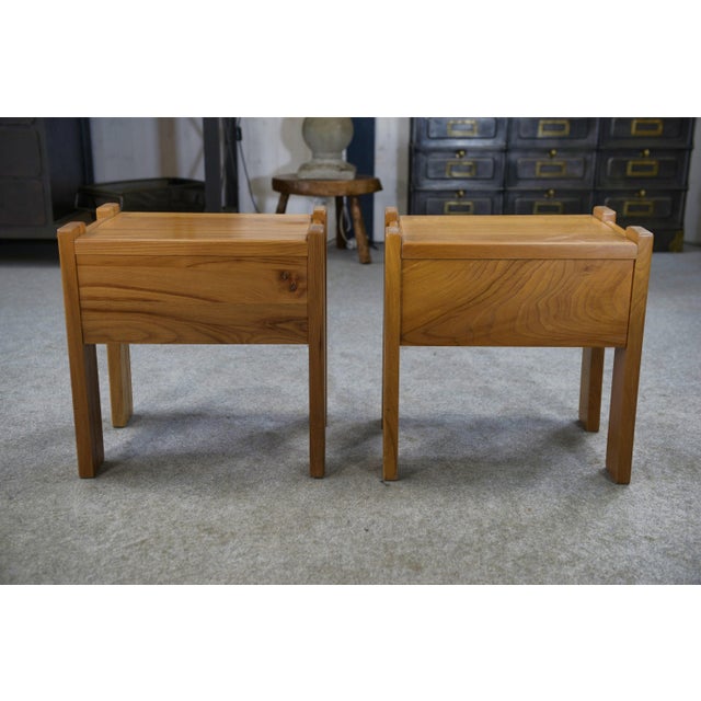 Elm Bedside Tables from Maison Regain, 1970s, Set of 2 For Sale - Image 4 of 11