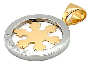 Bvlgari 18k Yellow Gold & Stainless Steel Tondo Snowflake Charm Pendant