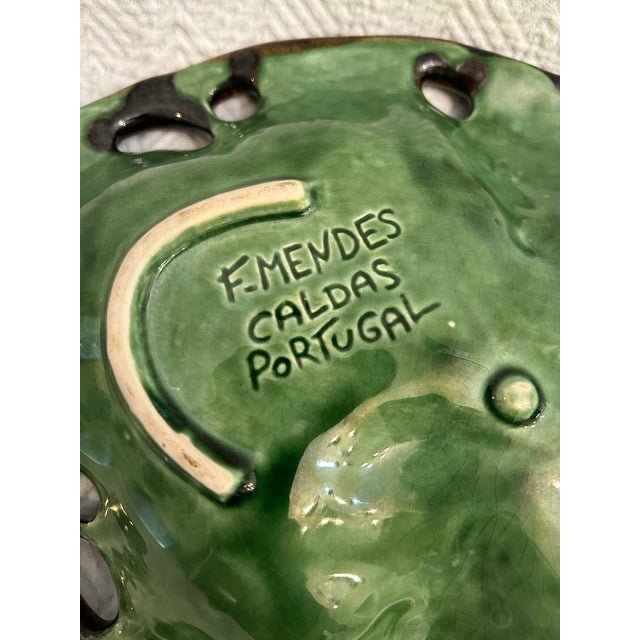Green Mid 30th Century Majolica Style Grapes and Leaves Platter From Jay Willfred Portugal For Sale - Image 8 of 9