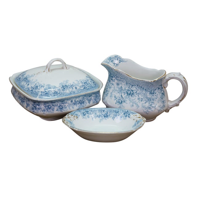 Antique Victorian Henry Alcock & Co Brunswick Lidded Tureen Pitcher Bowl - 3 pcs For Sale