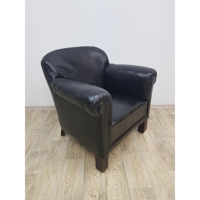 Vintage Art Deco Club Chair in Leather, 1930s For Sale - Image 14 of 14