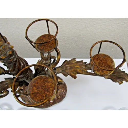 Vintage 8-Piece Centerpiece Metal Candelabra Candle Holder With Glass For Sale - Image 11 of 12