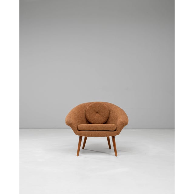 French Provincial 20th Century French Orange Upholstered Armchair with Pillow For Sale - Image 3 of 18
