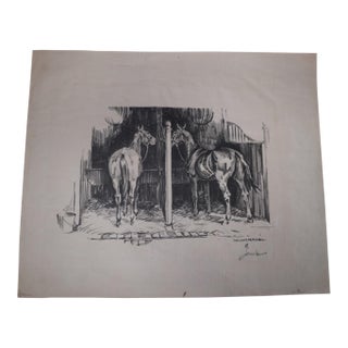 Don Louis Perceval (1908-1979) - Horses in a Stable - Lithograph For Sale