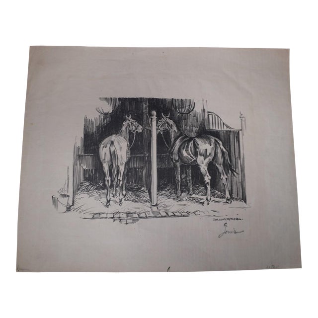 Don Louis Perceval (1908-1979) - Horses in a Stable - Lithograph For Sale