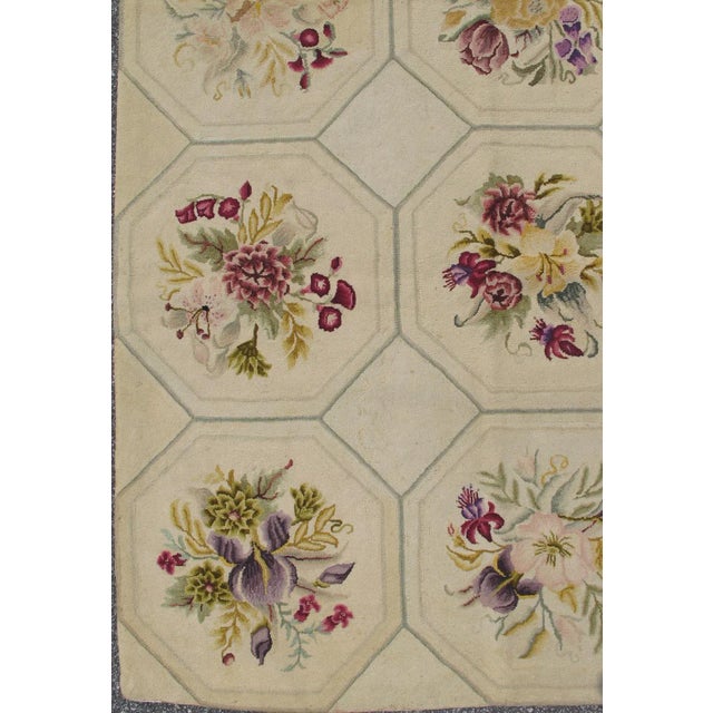 Keivan Woven Arts- American Hooked Rug with Basket-Weave Pattern and Flowers. Rug/. Ingenious in style, color and...