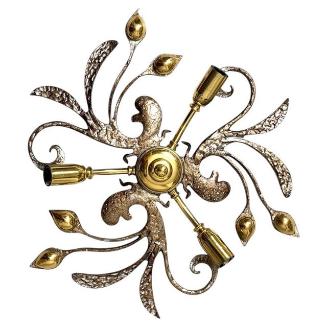 Vintage Flush Mount in Brass and Iron by Hans Möller, 1980s For Sale - Image 16 of 16