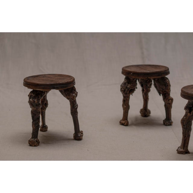 Vintage French Sculptural Stools, 1960s, Set of 4 For Sale - Image 4 of 11