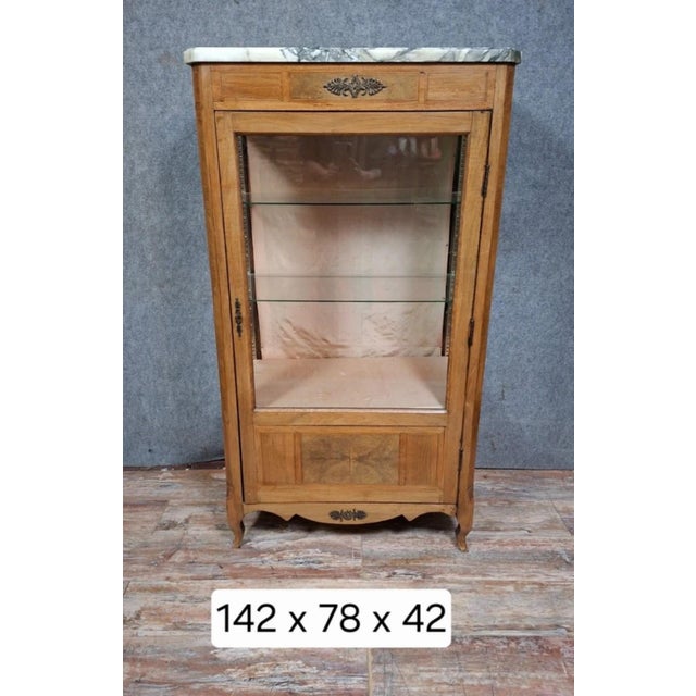 Louis XV Transition Style Marquetry Display Cabinet For Sale - Image 5 of 11