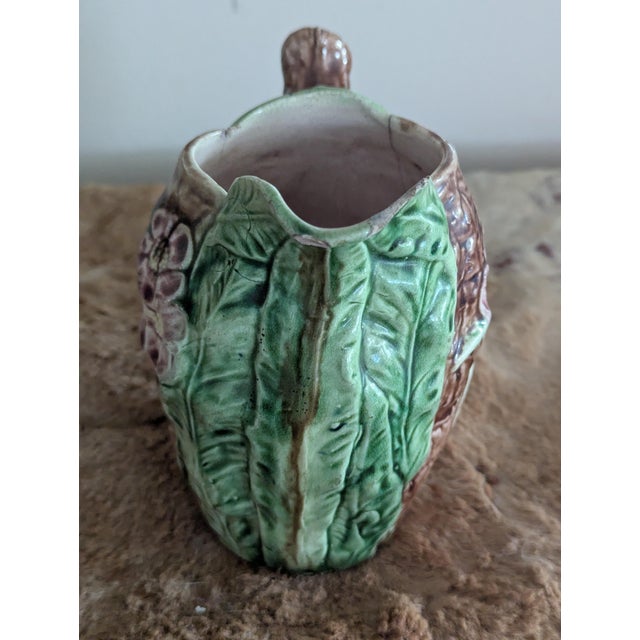 Antique French Majolica Bark & Wild Rose Pitcher, Circa 1880–1910 For Sale In Orlando - Image 6 of 7
