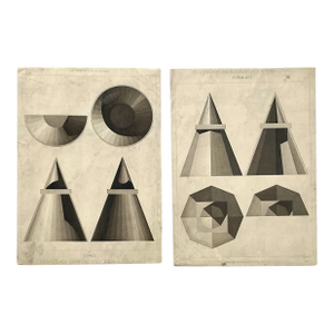 Vintage Boho Geometric Sphere Engravings - Set of 2