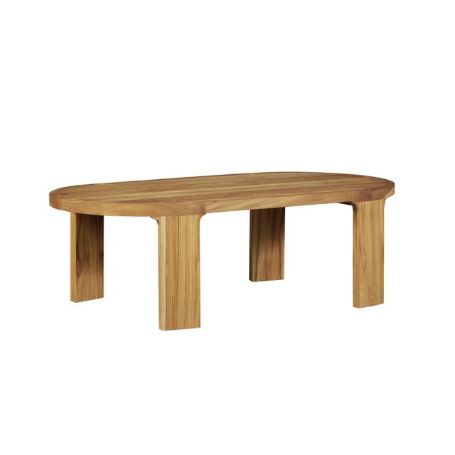 Wood Eclipse Outdoor Solid Teak Wood Coffee Table, Golden Brown For Sale - Image 7 of 7