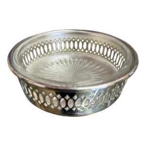 Silver & Crystal Pierced Bottle Coaster