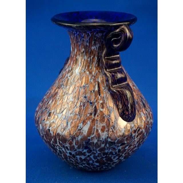 Murano Glass Double-Handled Vases with Gold Murrine attributed to Barovier & Toso Glassworks, Italy, 1960s, Set of 2 For Sale - Image 15 of 18