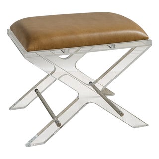 Delano Nickel Dorian Saddle Lucite X-Bench For Sale