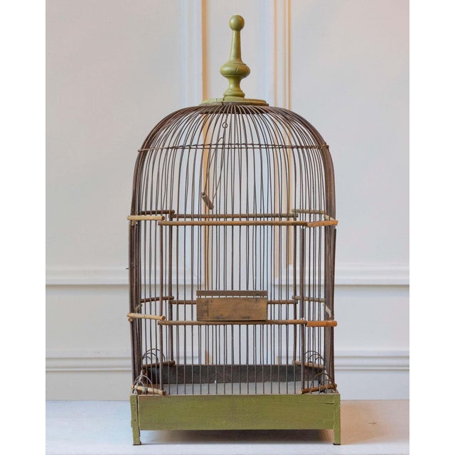 Late 19th Century Late 19th-Century Green-Painted Wooden Birdcage For Sale - Image 5 of 8